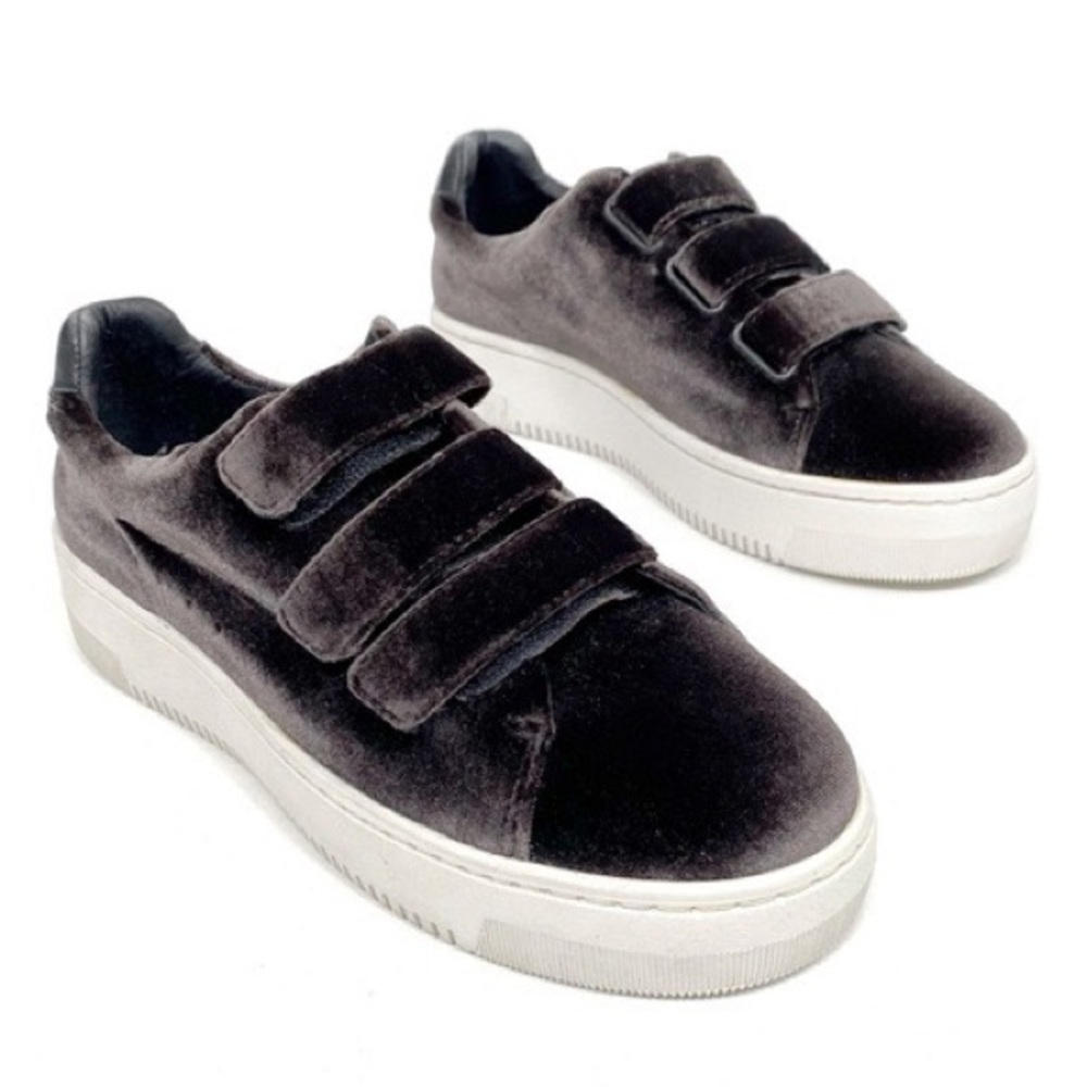 Sandro Anita Anthracite Velcro Strap Platform Sneakers